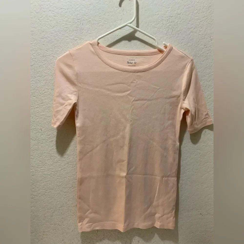 NWOT J Crew perfect fit Scoop Neck Tee Womens Small Cap Sleeve Pink XXS